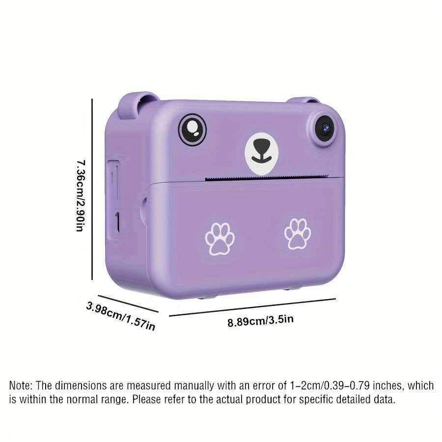 Compact Instant Camera for Kids with 1080 HD, Includes Three Rolls of Printing Paper, USB Charger, And Features for Digital Photography, Video Recording, And Delayed Printing, Perfect for Thanksgiving, Christmas, And New Year