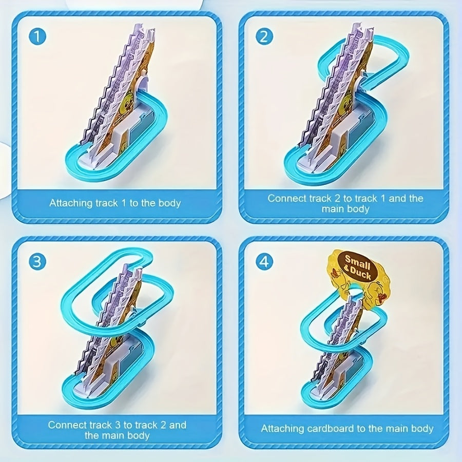 [Customers' Top Choice]6 Ducklings Stair Climbing Toys, Electric Slide Yellow Ducklings Toys, Boys and Girls Toys, Holiday Gifts, Lights and Music Toys Easter Gifts Halloween Christmas Gifts for winter