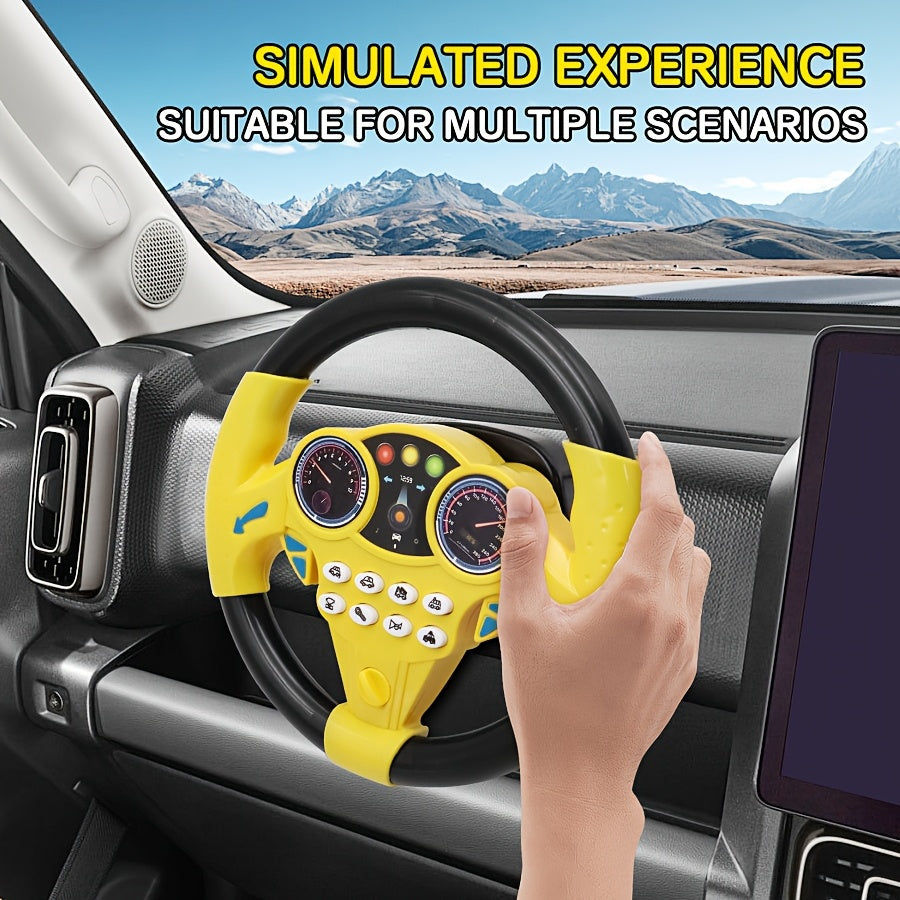 1pc Kids Interactive Simulated Steering Wheel Toy - Realistic ABS Resin Car Controller with Vibrant Colors, No Batteries Needed, Educational STEM Activity Gift for Birthdays, Baby Showers & Halloween/Christmas/Easter Parties,