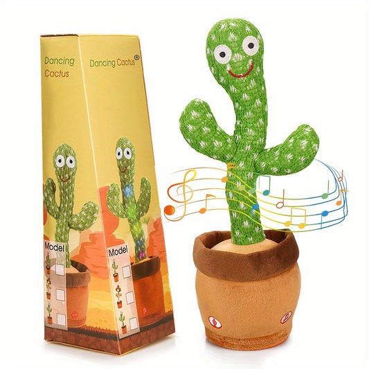 Dancing Cactus Singing Plush Toy - Interactive, Sunlit Green Cactus with Music Notes, 120 English Songs, No Batteries Needed, Ideal for Kids, Party Decoration | Interactive Plush Toy | Dancing Cactus Design, Cactus Decor