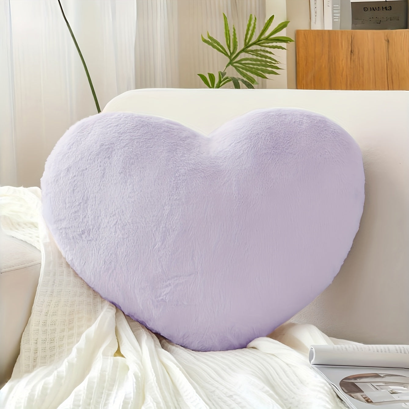 Soft Pink Heart-Shaped Faux Rabbit Fur Throw Pillow - 12.9 Inch/15.8 Inch Plush Cushion for Indoor Decor, Camping, and Outdoor Sofa Bed - Ideal Valentine'S Day Gift for Teen Girls and Women, Camping Accessory | Heart Shaped P