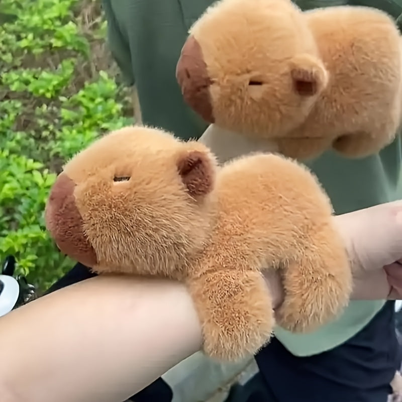 Adorable Capybara Plush Toy Wristband - Soft PP, Deep Brown Guinea Pig Stuffed Animal Keychain, Perfect for Play & Decoration, Decorative Accessory|Cute Wristband|Quality Plush Material, Capybara Stuffed Animal for winter