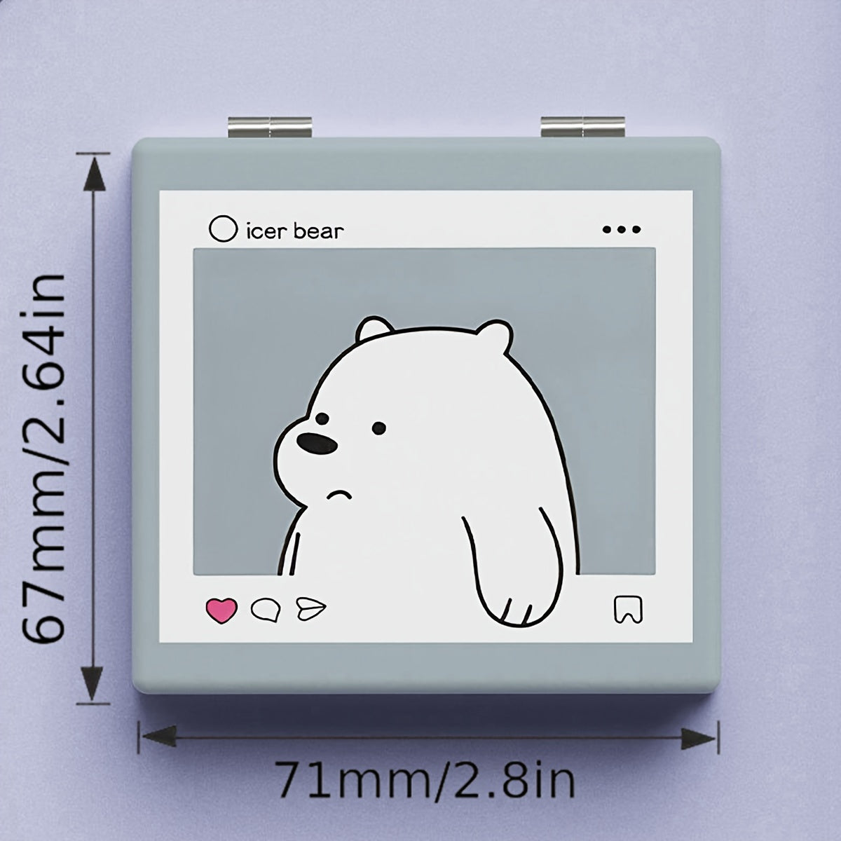 Cute Bear-Themed Folding Makeup Mirror - Portable, No-Battery Compact for Travel & Touch-Ups