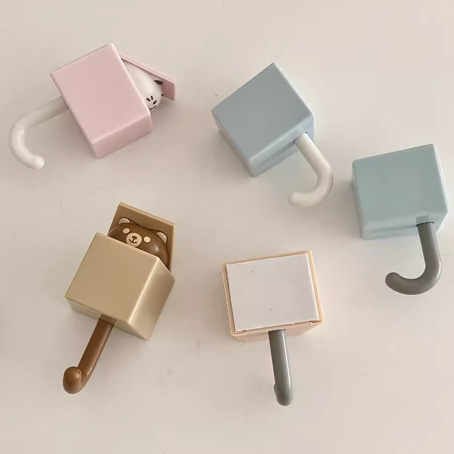 Adorable Cat-Themed Wall Hook - Easy Install, No-Damage Adhesive, Stylish Retractable Design for Bedroom & Home Decor
