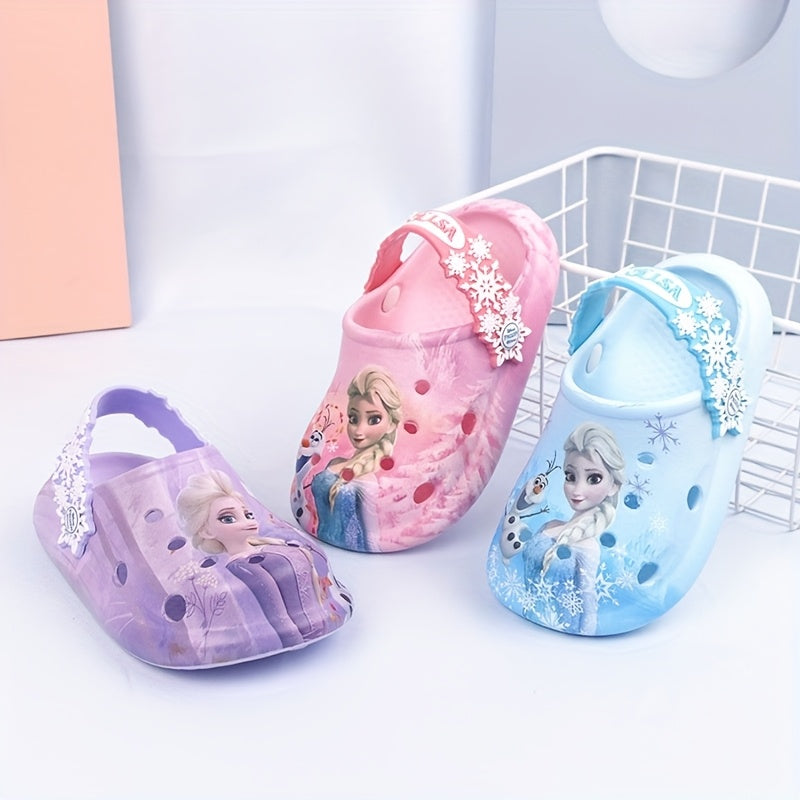 Disney Princess Elsa Girls' Summer Garden Slippers with Soft Sole and Headband, Wading Shoes, Sandals, Beach Slides for Youngsters, Suitable for Easter, Valentine's Day, Birthdays, Family, Friends, or Special Others
