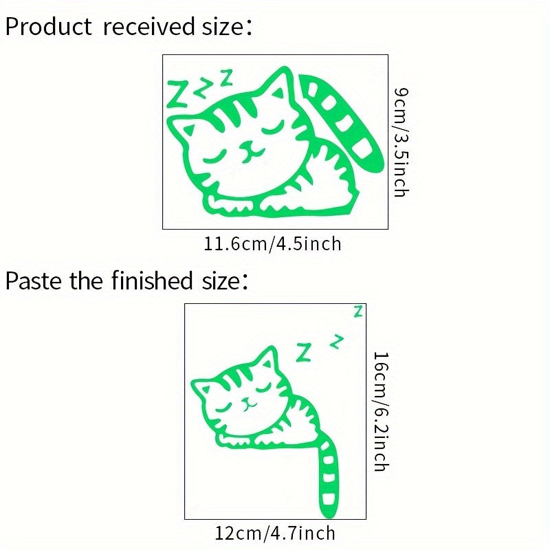 Glow-in-the-Dark Cat Wall Stickers - Removable Vinyl Decals for Light Switch, Creative Home Decor in Blue & Green, Adds Whimsical Touch to Living Room or Bedroom, Playful Room Decor | Whimsical Cat Design | Removable Sticker
