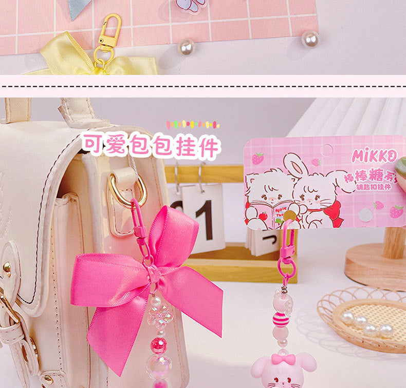 Genuine Kawaii Mikko Lollipop Beaded Keychain Pendant Backpack Pendant Mikko Figurines Keychain Pendant Anime Peripheral Gift