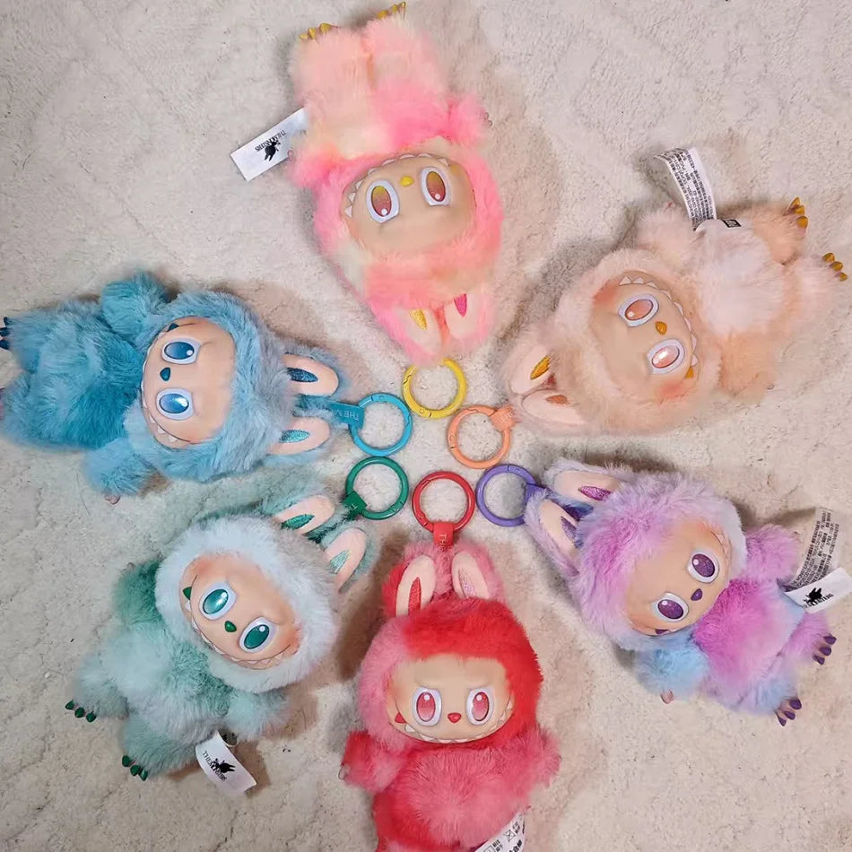 For Labubu Series Blind Box Anime Figure Pendant Flocking Model Toy Kawaii Monster Replica Keychain Toy Christmas Gifts