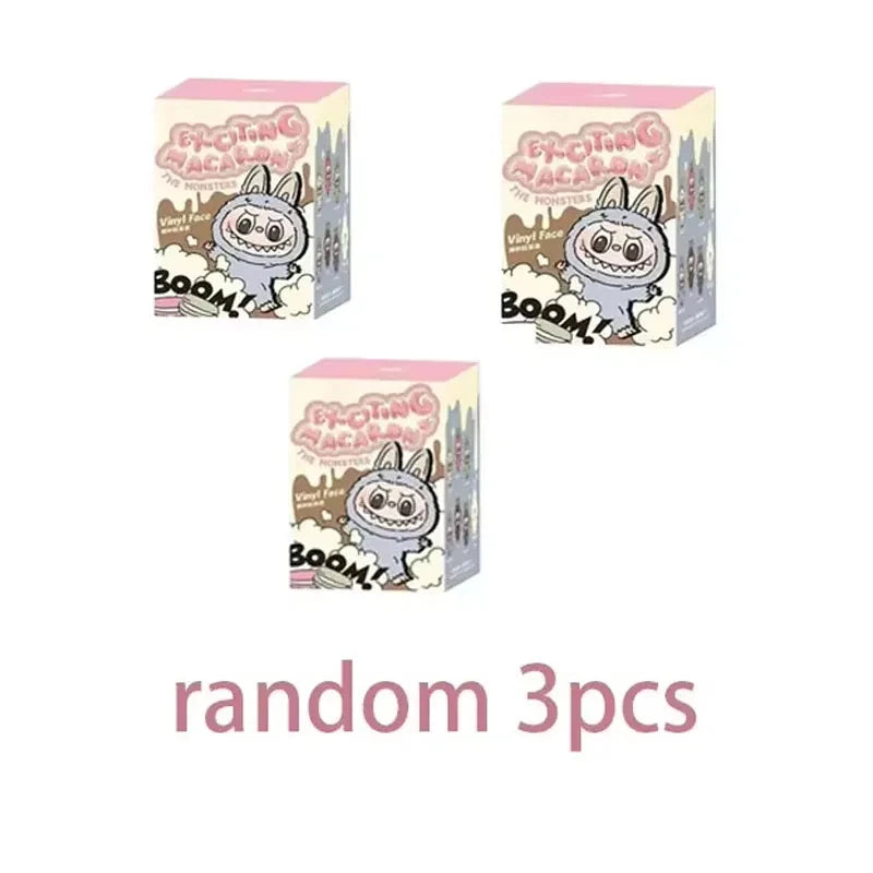 For Labubu Series Blind Box Anime Figure Pendant Flocking Model Toy Kawaii Monster Replica Keychain Toy Christmas Gifts