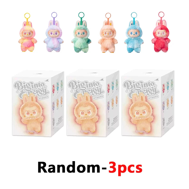 For Labubu Series Blind Box Anime Figure Pendant Flocking Model Toy Kawaii Monster Replica Keychain Toy Christmas Gifts