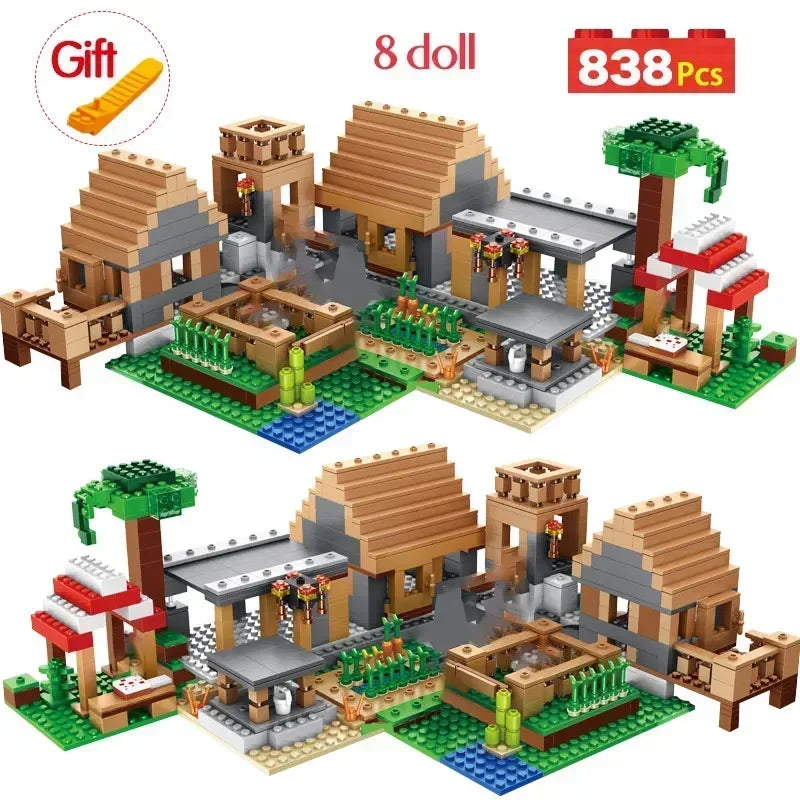 My World Village Farm House Steve Building Blocks Minecrafte Toys for children's birthdays