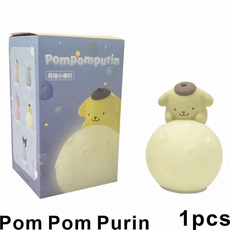 Original MINISO Hello Kitty Kuromi Cartoon Anime Figures Moon Night Light Toy Luminous Ornaments Cute Child Birthday Party Gifts