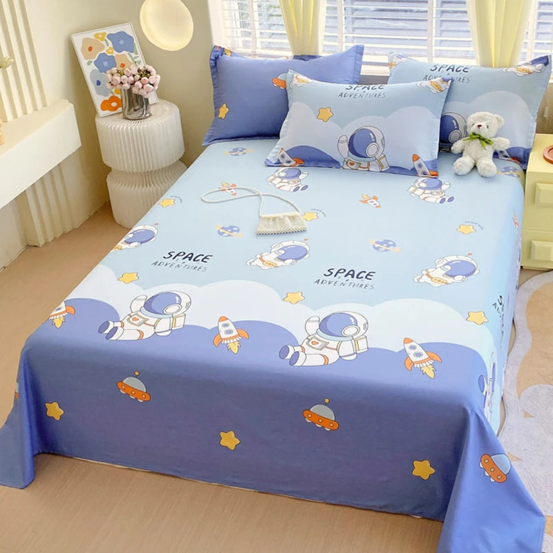 1pcs 100% Cotton Bed Sheet Flower Series Printed Double Top King Sheets for Girls Boys Kids Single Queen King Size Bed Linen