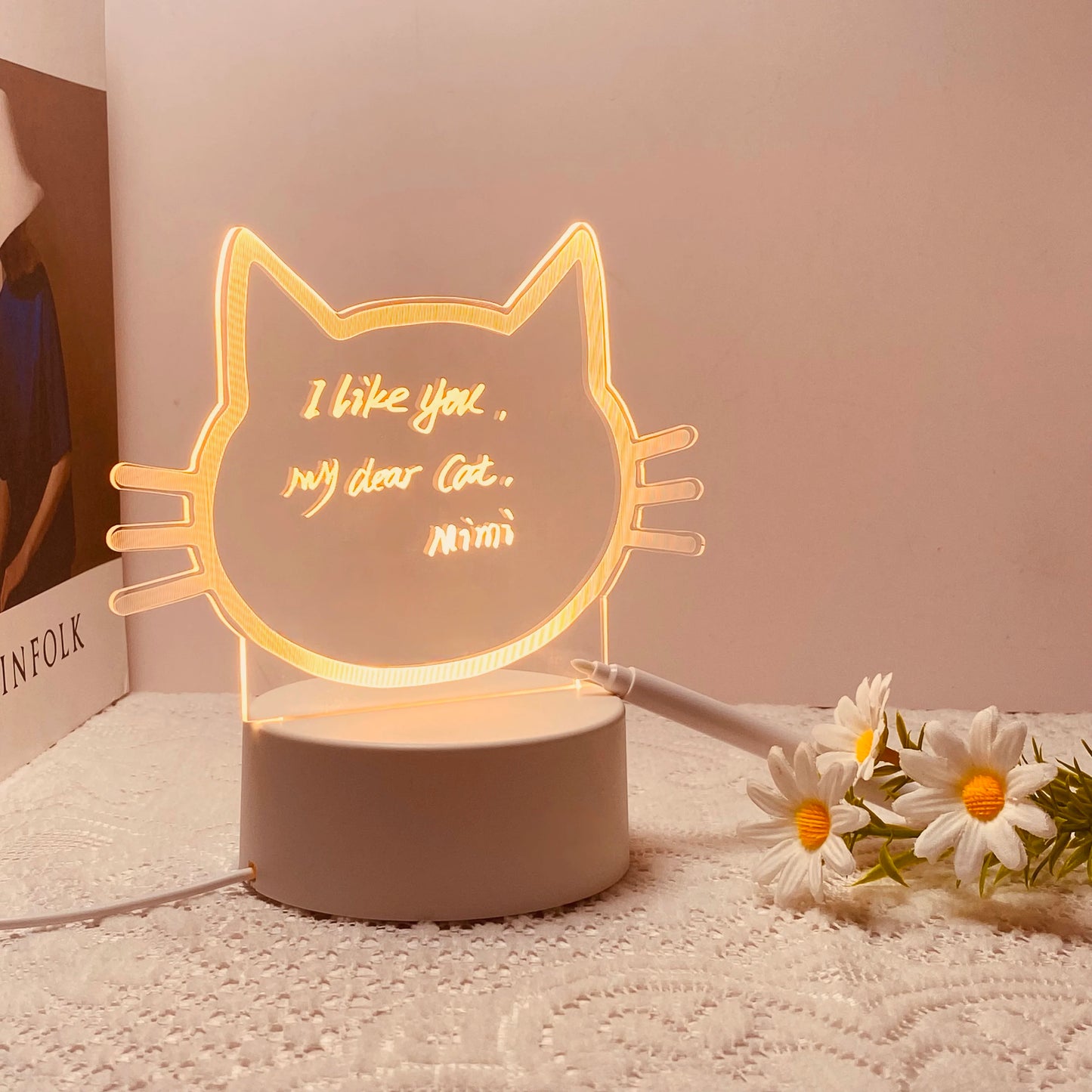 1pc DIY message board night light, USB table light, companion sleeping light, Thanksgiving, birthday gift table light for friend