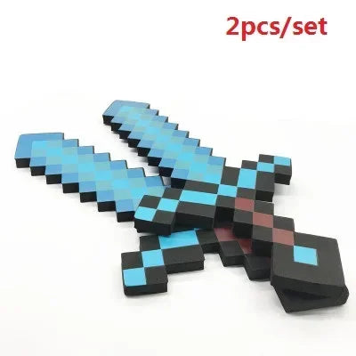 NEW Action Figure Minecraft BIG Blue Diamond Sword Soft EVA Foam Toy Steve Axe Shovel Kids Cosplay Toy Boy Fan Birthday Gift
