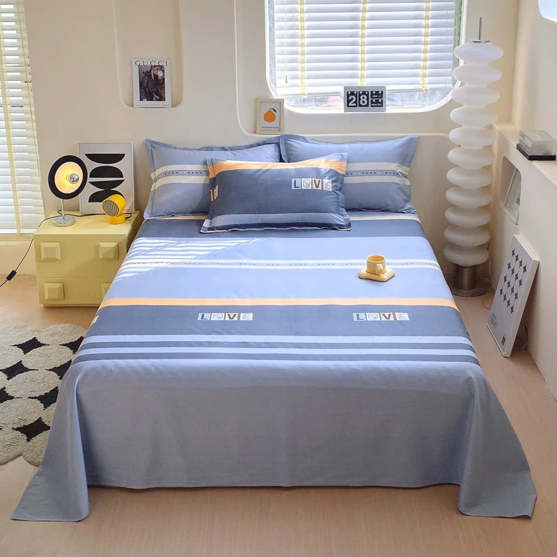 1pcs 100% Cotton Bed Sheet Flower Series Printed Double Top King Sheets for Girls Boys Kids Single Queen King Size Bed Linen