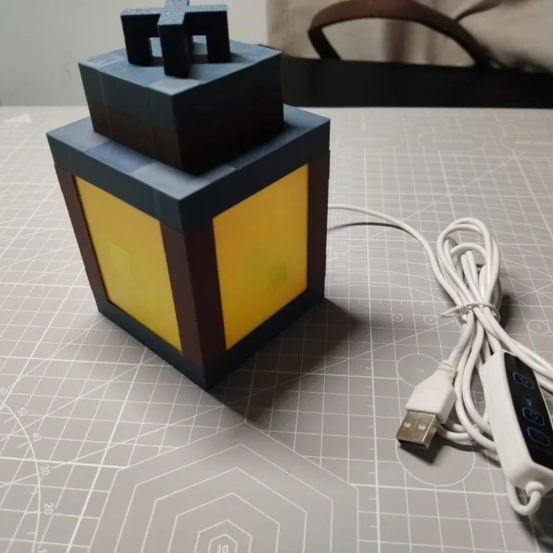 Minecraft Lantern Torch Bedside Lamp Creative Bar Outdoor Decoration LED Rechargeable Bedside Night Light Model Atmosphere Decor