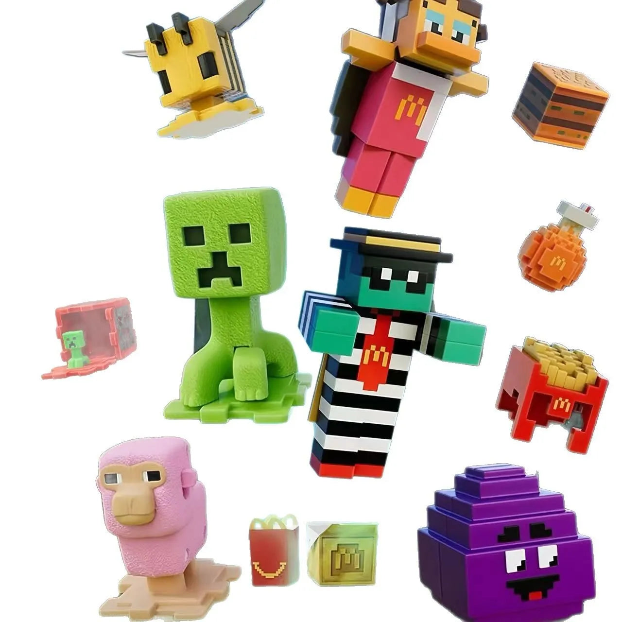 Minecraft Happy Meal Series Figure Creeper Bee Evoker Action Figure Anime Movie Peripherals Room Decoration Birthday Gifts Toys