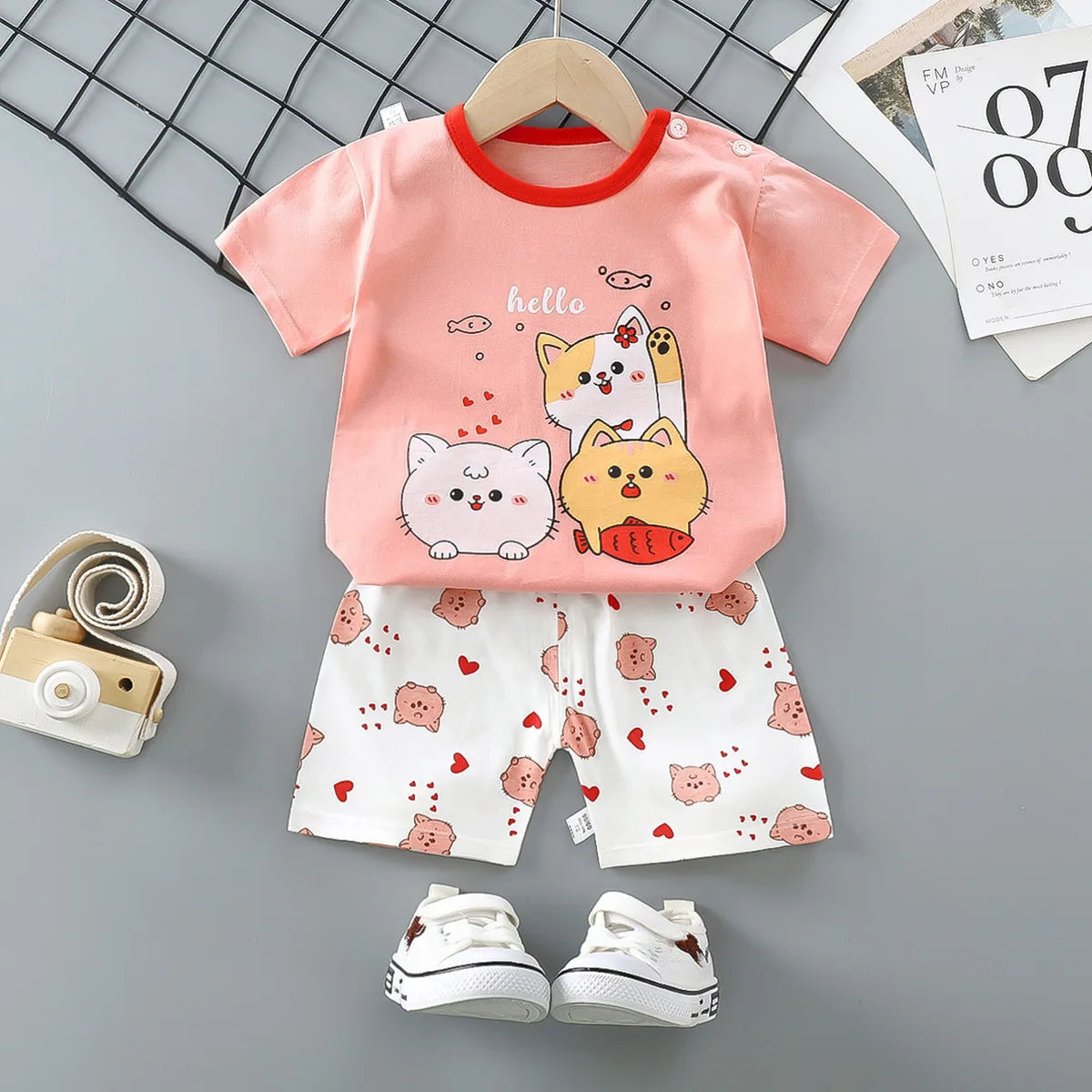 Cartoon Casual Kids Clothes 2 Piece Set Clothing Donald Duck Boy T-shirt + Shorts summer Boys Tracksuit Children Clothes