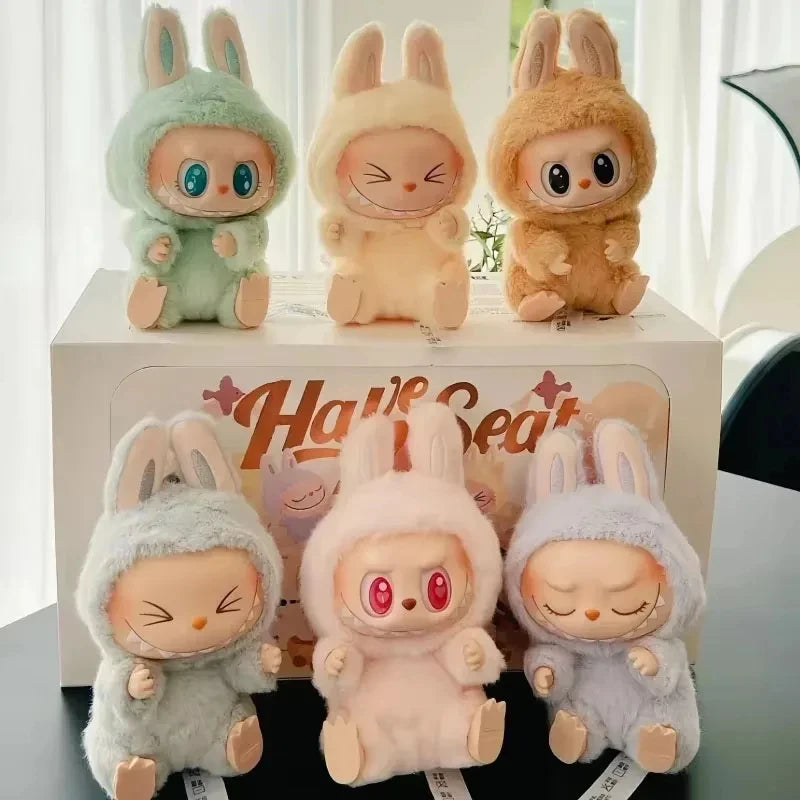 For Labubu Series Blind Box Anime Figure Pendant Flocking Model Toy Kawaii Monster Replica Keychain Toy Christmas Gifts