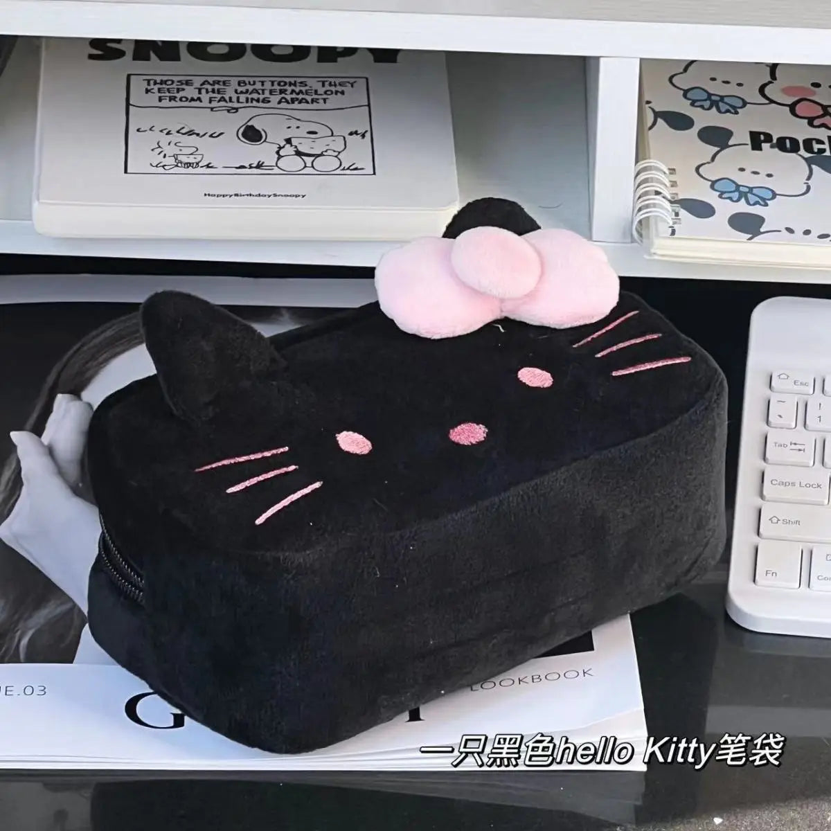 Cute Hello Kitty Plush Pencil Case Student Large Capacity Stationery Bag Kawaii Cute Girls Makeup Storage Bag Party Gifts