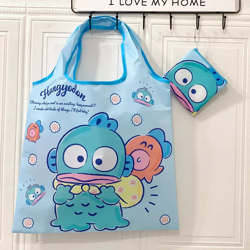 My Melody Sanrio Reusable Tote Bag Kuromi Portable Grocery Shopping Bag Hello Kitty Cinnamoroll Eco-Friendly Bag Be Folded