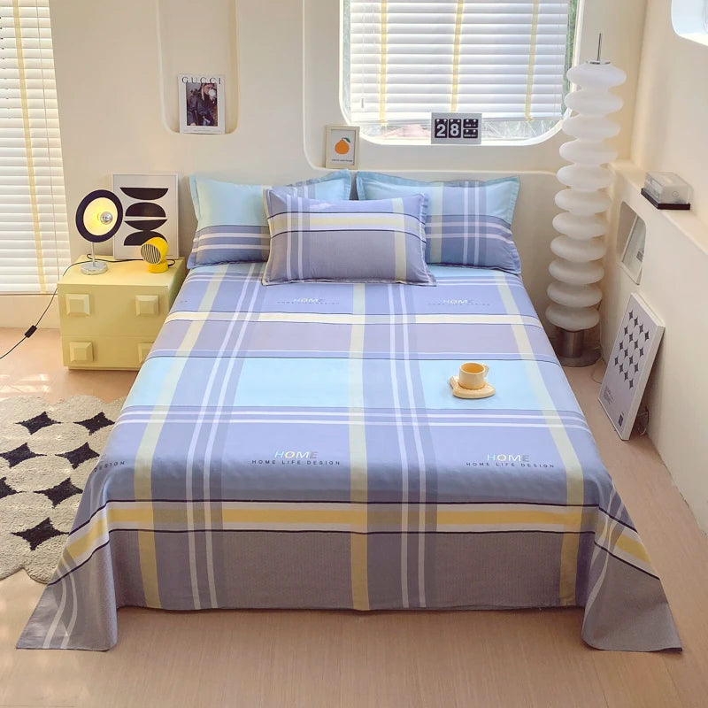 1pcs 100% Cotton Bed Sheet Flower Series Printed Double Top King Sheets for Girls Boys Kids Single Queen King Size Bed Linen