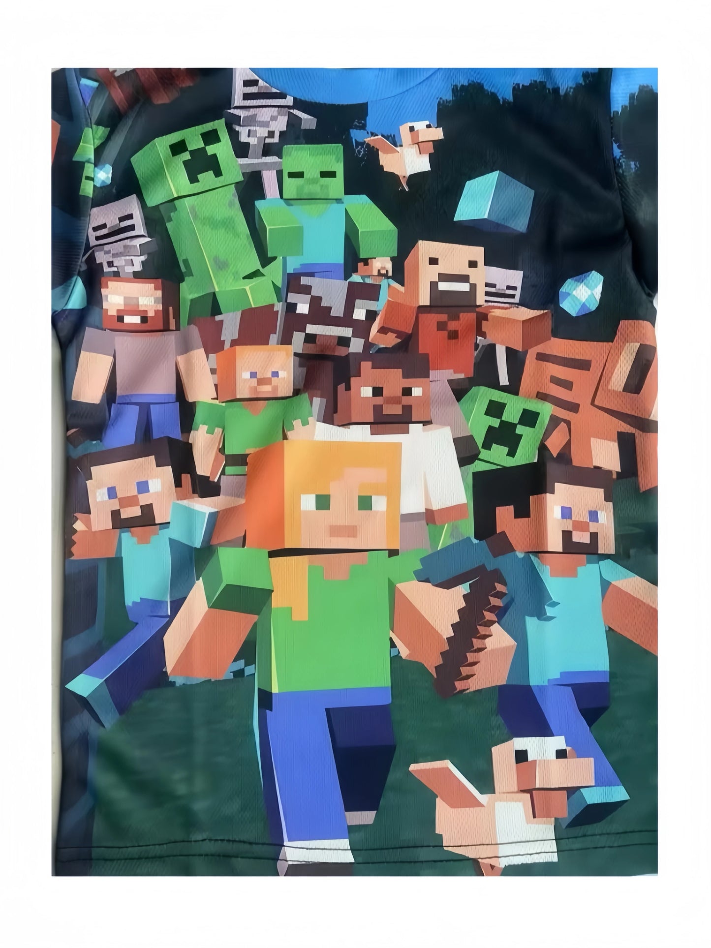 Uniqlo Minecraft 3D Printed Casual Tshirt Summer Cute Boys And Girls Building Block Building Cartoon Tee Popular Top inside out2