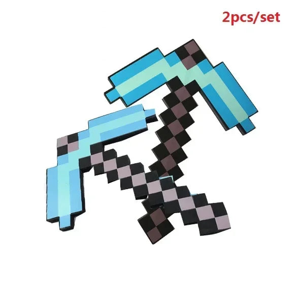 NEW Action Figure Minecraft BIG Blue Diamond Sword Soft EVA Foam Toy Steve Axe Shovel Kids Cosplay Toy Boy Fan Birthday Gift