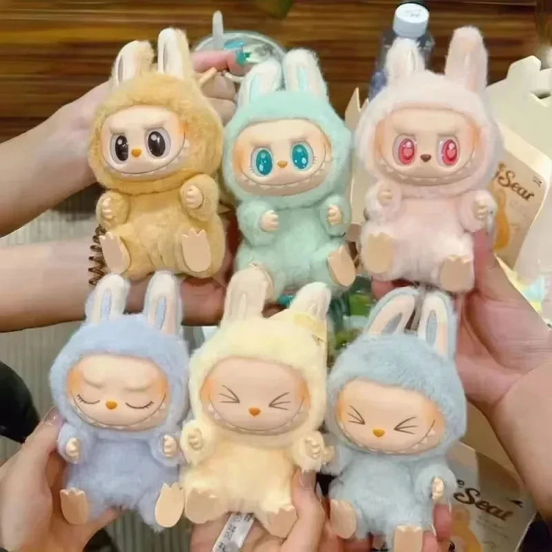 For Labubu Series Blind Box Anime Figure Pendant Flocking Model Toy Kawaii Monster Replica Keychain Toy Christmas Gifts