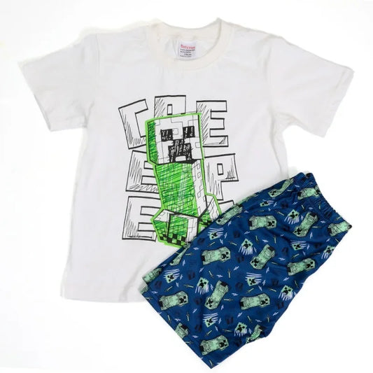 Cartoon Minecrafts Summer Boys T-shirt Pants Suit 2pcs Set Children Short Sleeve Tee Shorts Clothes