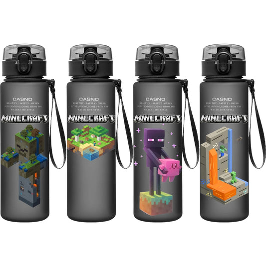 560ML Game Minecraft Image Water Cup Design Cute Transparent Plastic Children Portable Large Capacity Water Cup Student Gifts