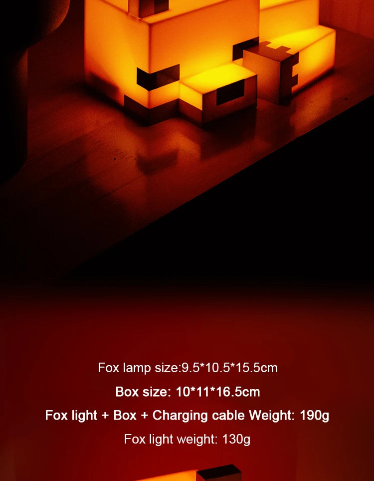 MC Game Cute Fox Night Light Soft Orange Glow Officially Licensed Decor And Desk Lamp For Gaming Room Or Kids And Tween Bedroom
