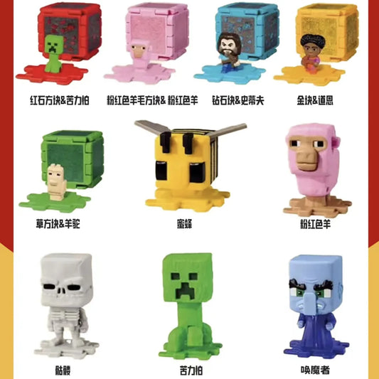 Minecraft Happy Meal Series Figure Creeper Bee Evoker Action Figure Anime Movie Peripherals Room Decoration Birthday Gifts Toys