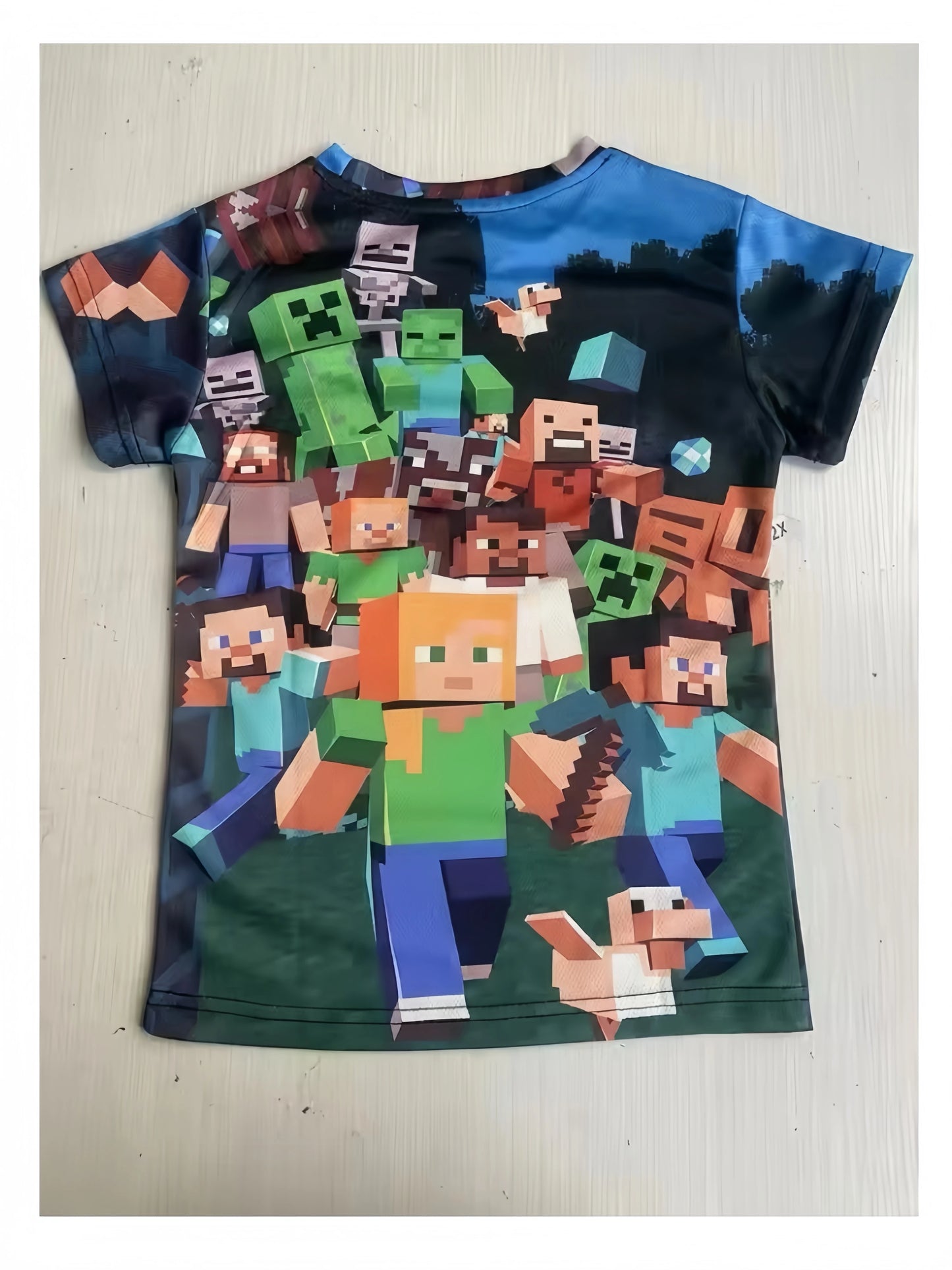 Uniqlo Minecraft 3D Printed Casual Tshirt Summer Cute Boys And Girls Building Block Building Cartoon Tee Popular Top inside out2