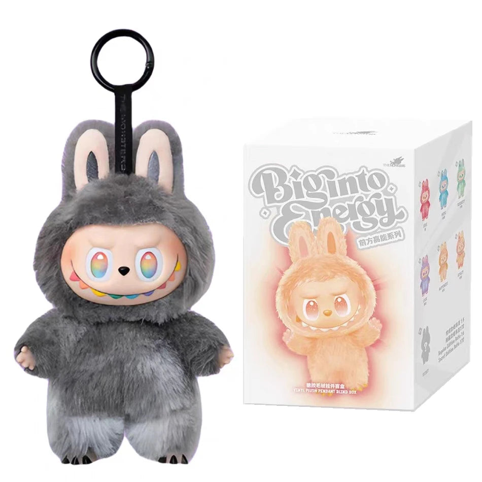 For Labubu Series Blind Box Anime Figure Pendant Flocking Model Toy Kawaii Monster Replica Keychain Toy Christmas Gifts