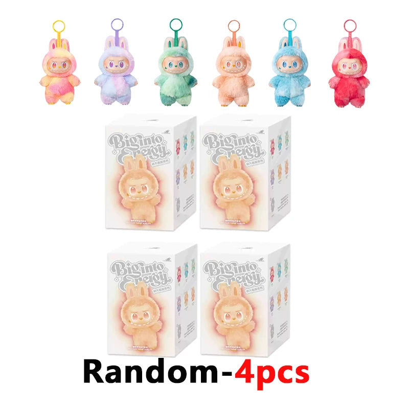 For Labubu Series Blind Box Anime Figure Pendant Flocking Model Toy Kawaii Monster Replica Keychain Toy Christmas Gifts