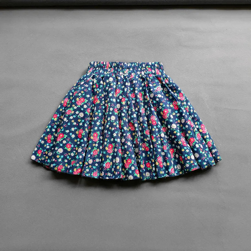 Kids Girls Cotton Print Princess Pleated Skirt Sweet Big Kids Girls Tutu Skirts Elastic Waist Mini Skirt Clothes For Girls