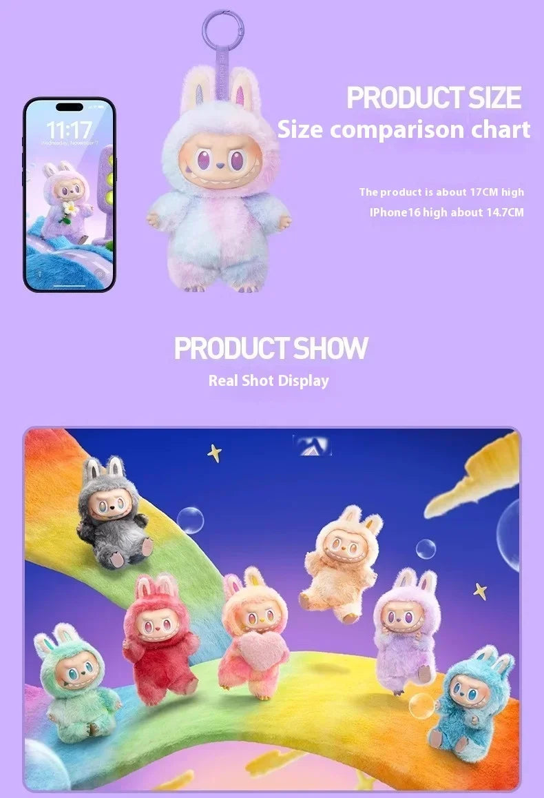 For Labubu Series Blind Box Anime Figure Pendant Flocking Model Toy Kawaii Monster Replica Keychain Toy Christmas Gifts