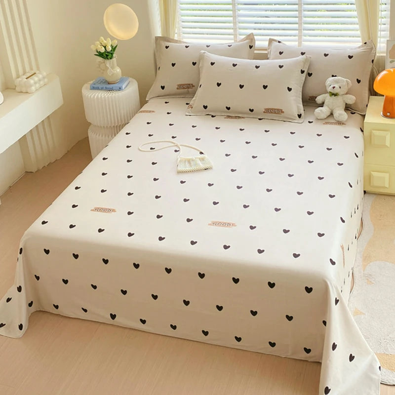 1pcs 100% Cotton Bed Sheet Flower Series Printed Double Top King Sheets for Girls Boys Kids Single Queen King Size Bed Linen