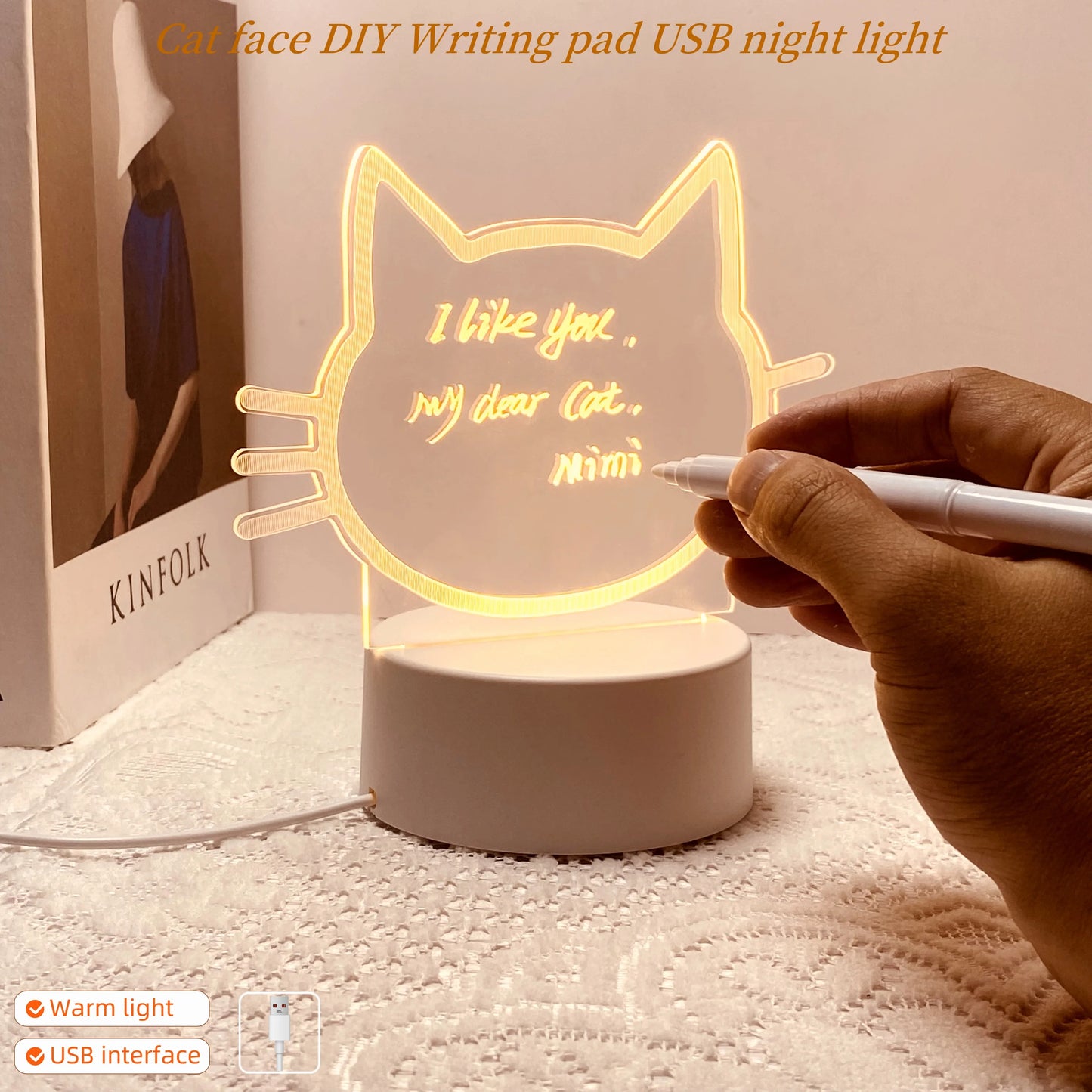 1pc DIY message board night light, USB table light, companion sleeping light, Thanksgiving, birthday gift table light for friend