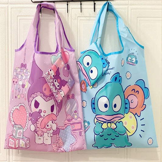 My Melody Sanrio Reusable Tote Bag Kuromi Portable Grocery Shopping Bag Hello Kitty Cinnamoroll Eco-Friendly Bag Be Folded
