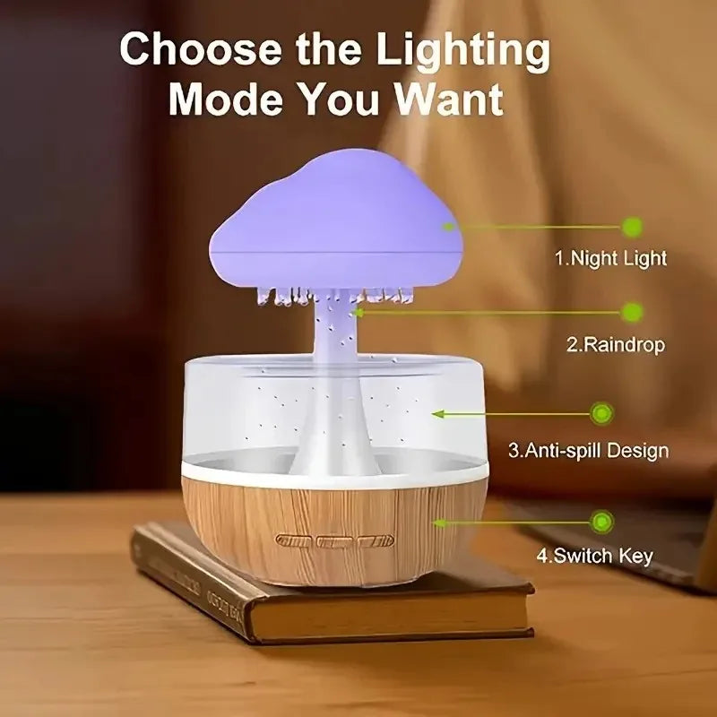 Rainy day humidifier, colorful mushroom cloud aromatherapy humidifier, desktop fountain, bedside sleep, relaxation, adult gift