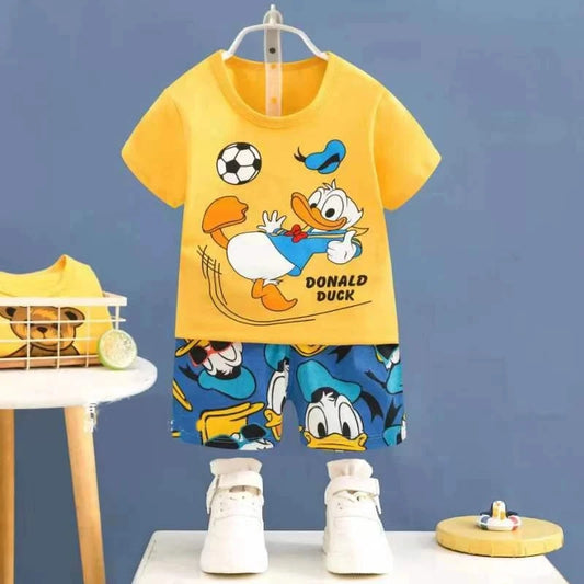 Cartoon Casual Kids Clothes 2 Piece Set Clothing Donald Duck Boy T-shirt + Shorts summer Boys Tracksuit Children Clothes