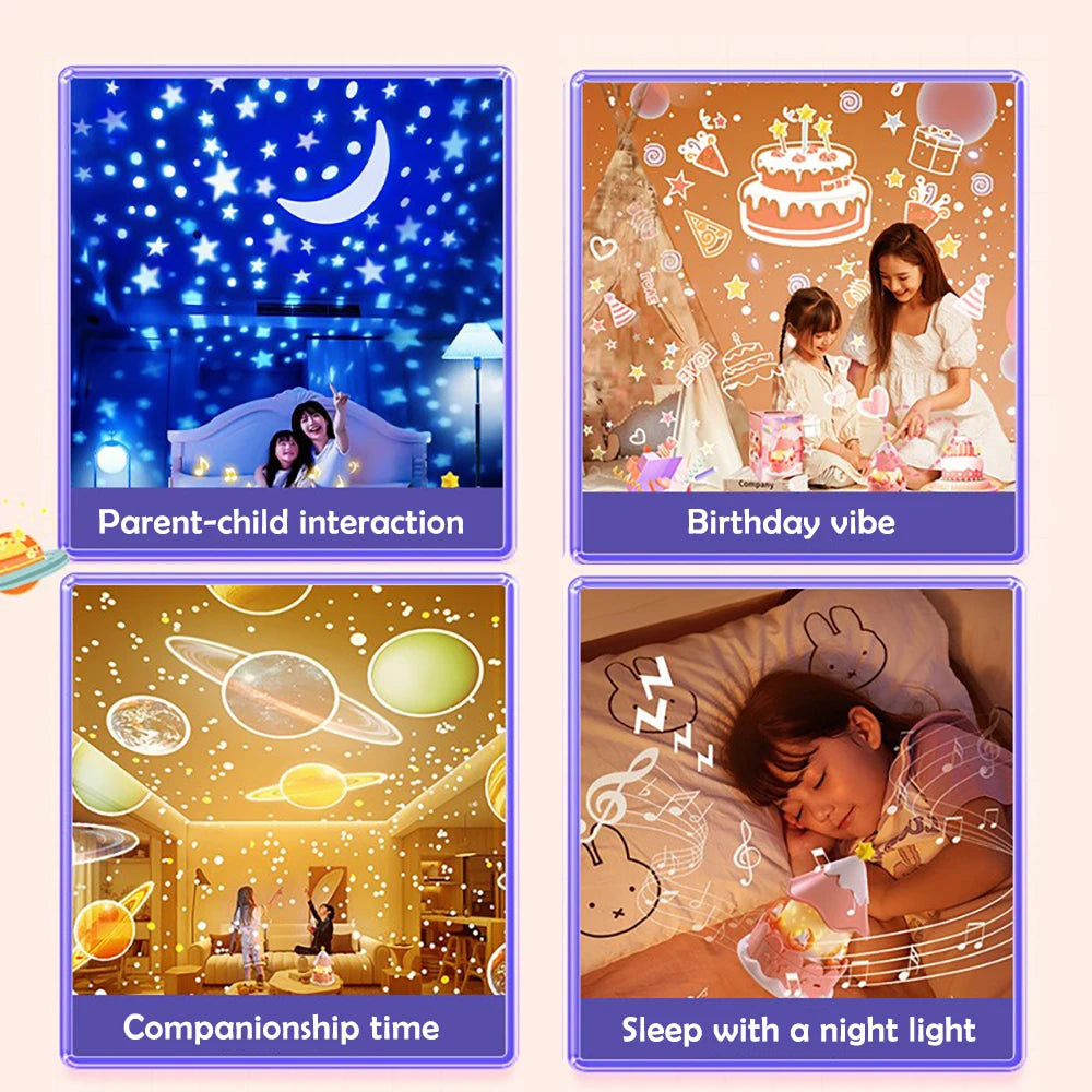 Kawaii Projector Night Light For Nursery Rotated Kids Ocean Projector Sleeping Lamp For Party Birthdays Christmas Gifts