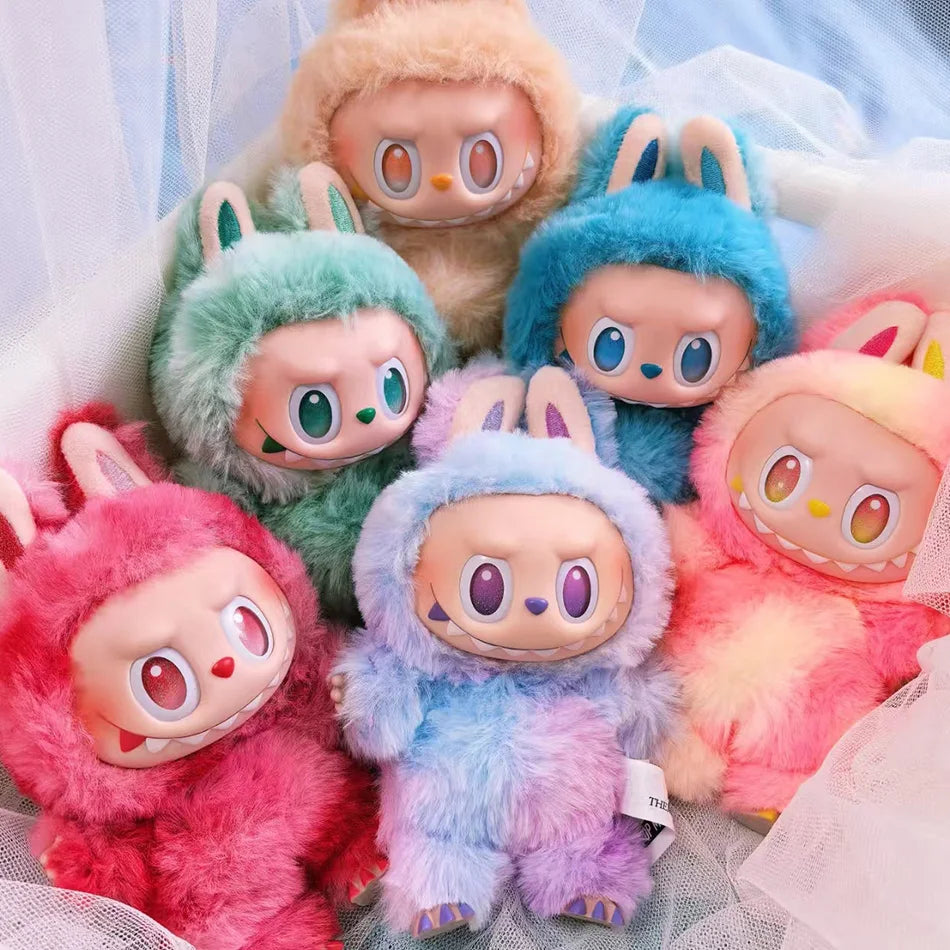 For Labubu Series Blind Box Anime Figure Pendant Flocking Model Toy Kawaii Monster Replica Keychain Toy Christmas Gifts
