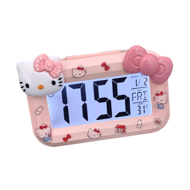 Hello Kitty Mini Night Light Student Alarm Clock Cute Timer Multi Functional Portable Dormitory Desktop Small Dormitory Home Use