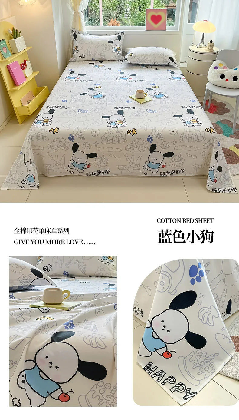 1pcs 100% Cotton Bed Sheet Flower Series Printed Double Top King Sheets for Girls Boys Kids Single Queen King Size Bed Linen