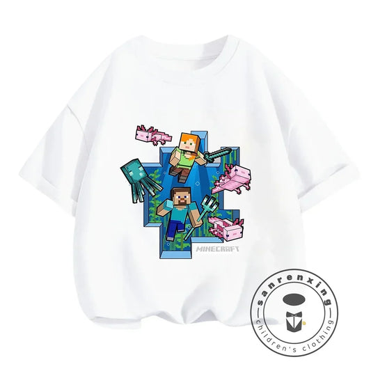 New Girls T-Shirt Cute Like Minecraft Kids Tshirt Summer Girls Clothes Fashion Toddler T Shirts Shortsleeve Tops Wholesale