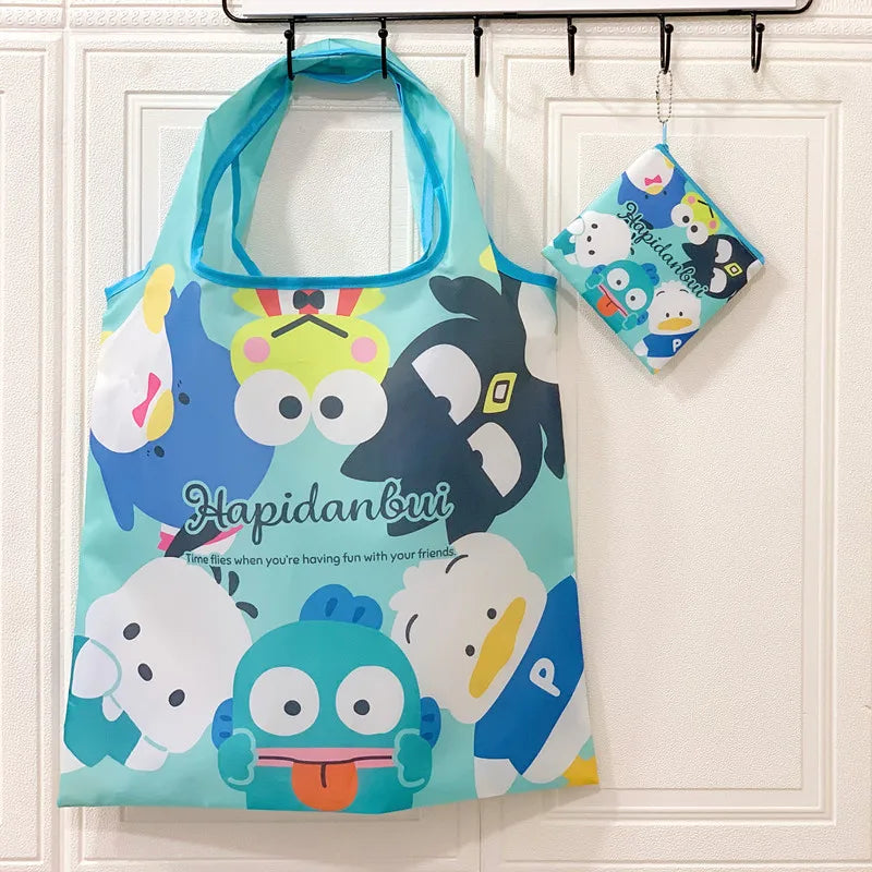 My Melody Sanrio Reusable Tote Bag Kuromi Portable Grocery Shopping Bag Hello Kitty Cinnamoroll Eco-Friendly Bag Be Folded